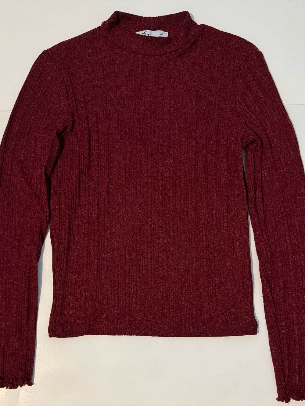 Hollister Burgundy Ribbed Long Sleeve Top